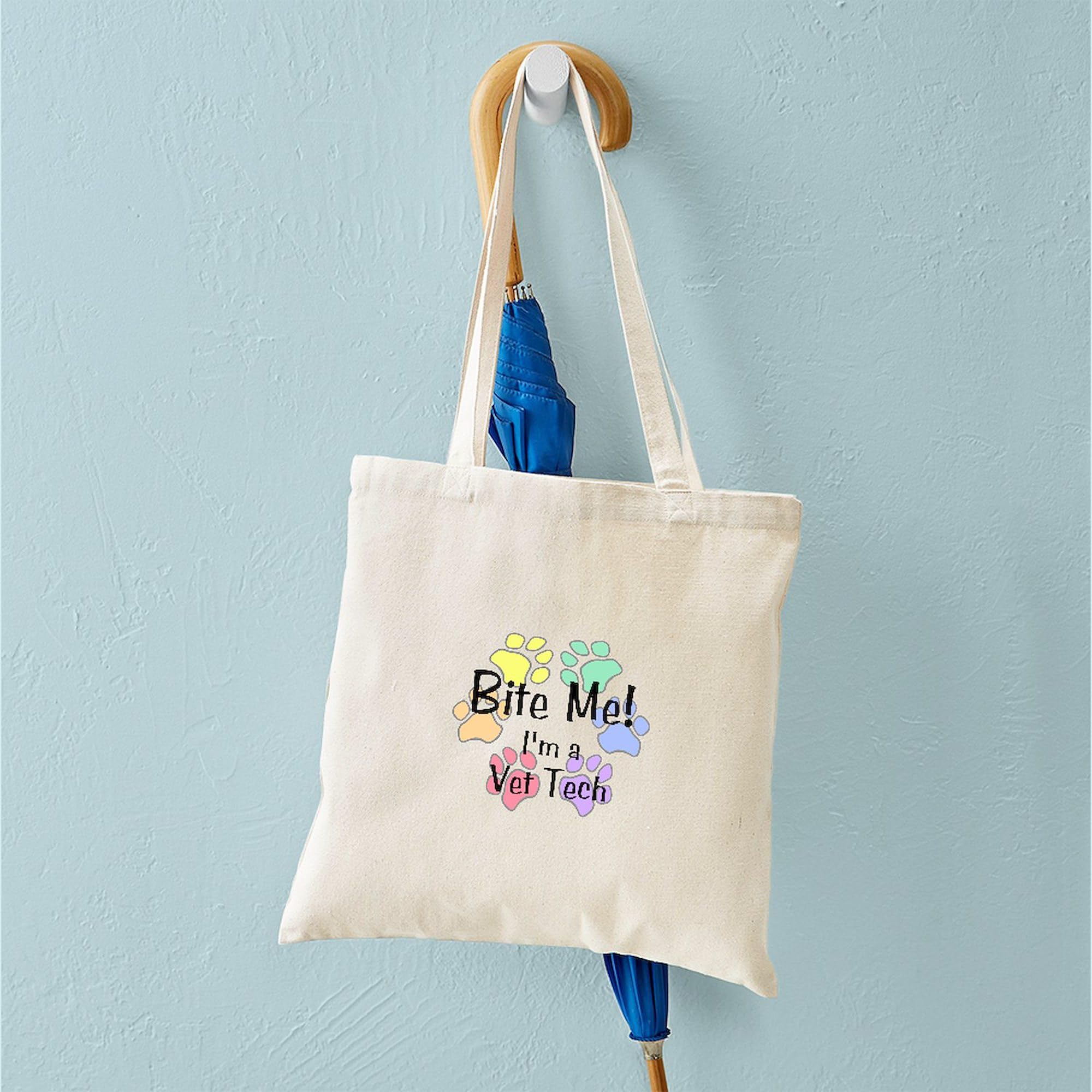 Amazon.com: CafePress Bite Me! I'm A Vet Tech Tote Bag Natural